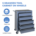 Seizeen Rolling Tool Box, 5-Drawer Tool Chest with Universal Lockable Wheels, Multifunctional Tool Cart Organizer Cabinet