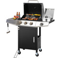 Seizeen Powerful Gas Grill with Side Burner, 40,000BTU 3 Burner Propane Grill w/Brush, Stainless Steel Outdoor BBQ for Backyard Patio