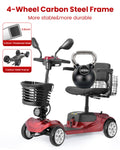 Mobility Scooters for Seniors, Adults Folding Mobility Scooters w/Basket, 24V Electric Scooter Wheelchair, Adjustable Seat, LED Light, Up to 12 Miles, 265 lbs, Red