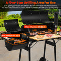 Smoker Grill, Outdoor BBQ Charcoal Grill W/2 Cooking Area, Portable Offset Smoker on Wheels for Patio Backyard Camping