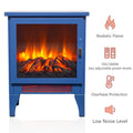 18" Electric Fireplace Heater, Freestanding Space Heater with 3D Realistic Flame, 1400W/700W, Overheat Protection, Classic Blue Indoor Electric Fireplace for Home Living Room Bedroom, Blue