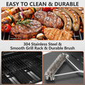 40,000BTU Grill w/Brush, 4-Burner Propane Gas Grill Stainless Steel, Outdoor Camping BBQ Grill on Wheels Portable for Patio Poolside RV