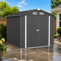 Seizeen 10x8 FT Metal Storage Shed, All-Weather Outdoor Utility Shed with Air Vent, Lockable Hinged Doors, Sloped Roof, Galvanized Steel Walk-in Garden Tool Shed for Bike, Lawn Mower, Patio Backyard Storage