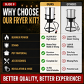 4PCS Outdoor Turkey Fryer Kit, 54,000 BTU Propane Deep Fryer with 30QT & 10QT Aluminum Seafood Boil Pots, Baskets, 32.3-Inch Iron Stand, Poultry Rack, Thermometer and Injector