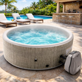 Seizeen Hot Tub for 4 Persons, Outdoor Inflatable Hot Tub with Pump, 65''Dia Round Home SPA with 130pcs Massage Jets, Lockable Cover, Mat, PVC Textilene