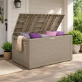 90Gallon Outdoor Storage Box, Seizeen PE Rattan Patio Deck Box with Handles, Black Maze Storage for Outside Furniture Cushions Toys Garden Pool, Maximum Load 485LBS