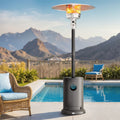Patio Heater for Outdoor Use, 50,000BTU Propane Heater with Wheels and Adjustable Thermostat, Heavy Duty Stainless Steel Patio Heater, Freestanding Heater for Backyard, Deck, Garden, Silver