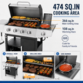 Seizeen 4 Burner Gas Grill with Side Burner, 50,000 BTU Stainless Steel BBQ Grill with Side Shelf, Tank Hook, Towel Rack & Bottle Opener, Outdoor Patio Propane Grill for Backyard, Camping