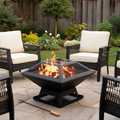 Portable Fire Pit for Outside, Seizeen Wood Burning Fire Pits 19'' Small Size, Square Firepit with Screen Cover, Fire Bowls with Ash Tray, Poker