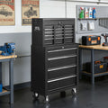 8-Drawer Tool Chest on Wheel, 2-IN-1 Rolling Tool Box & Cabinet Large Capacity with Detachable Top Box, Lockable Garage Organizer Cart with Sliding Drawers, Black