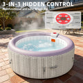 Seizeen 2-4 Persons Inflatable Hot Tub, 71in Round Hot Tub with Built-in Pump, Woven Pattern Home Spa with 110pcs Jets, Lockable Cover, 2 Cup Holders, 4 Filters Rapid Heating up to 104°F