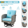 Outdoor Patio Chair Set, 3PCS Porch Funiture for Deck, Deck Rattan Wicker Bistro Set with 4''T Cushions, Coffee Table, 360° Swivel Rocker for 2