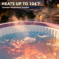 Seizeen 2-4 Persons Inflatable Hot Tub, 71in Round Hot Tub with Built-in Pump, Woven Pattern Home Spa with 110pcs Jets, Lockable Cover, 2 Cup Holders, 4 Filters Rapid Heating up to 104°F