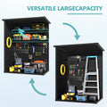 4.6x3FT Resin Storage Shed, Outdoor Lockable Cabinet with Floor and 2-Tier Shelf, Quick AssemblyDouble-Door Plastic Shed w/Floor & Sloping Top