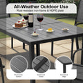 Seizeen 7 Pieces Patio Dining Set, Outdoor Patio Furniture Set, Plastic-wood Table Top with Steel Frame, Dining Set w/Gray Textilene Chairs for Backyard, Garden and Poolside