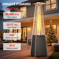 Seizeen 48,000BTU Pyramid Patio Heater, Quartz Glass Tube Propane Heater for Outdoor Use, Portable Heater on Wheels w/Triple Safety Protection for Outdoor Porch Yard, Gray Silver