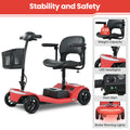 Mobility Scooters for Seniors, Adults Folding Mobility Scooters w/Basket, 24V Electric Scooter Wheelchair, Adjustable Seat, LED Light, Up to 12 Miles, Up to 330lbs, Red, 1-Year Warranty