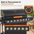 Seizeen 72,000 BTU Powerful Gas Grill, 6-Burner Propane BBQ Grill with Side Burner, w/Cast Iron Grates, Warming Rack, Thermometer