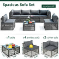 Outdoor Furniture Set, Patio Rattan Wicker Furniture Conversation Set with Cushions and Coffee Table, Garden Terrace Deck Sectional Sofa Set