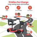 Mobility Scooters for Seniors, Adults Folding Mobility Scooters w/Basket, 24V Electric Scooter Wheelchair, Adjustable Seat, LED Light, Up to 12 Miles, Up to 330lbs, Red, 1-Year Warranty