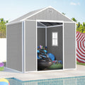 6×4.4ft Outdoor Shed & Storage, Seizeen All-Weather Plastic Sheds with Floor, Sloped Top Garden Shed with Window, Lockable Double Door Resin Patio Storage for Garage Backyard Bike Mower