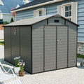 10x7.6ft Shed and Outdoor Storage, Garden Tool Resin Shed w/ Double Lockable Doors, All-Weather XXL Patio Storage Sloped Roof, Backyard Bike Shed with 2 Windows