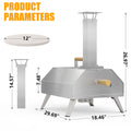 Seizeen Outdoor Pizza Oven, 12" Portable Wood Fired Pizza Oven 360°Rotatable, Multipurpose Stainless Steel Grill Oven for Camping Yard, with Rotating Pizza Stone, Foldable Legs