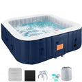 Seizeen Inflatable Hot Tub, 4-6 Person Hot Tub Set, 73'' Square Portable Home Spa w/130pcs Jet, Lockable Cover, Storage Bag, 2 Cup Holders, 4 Replacement Filter, 240gal