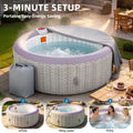 Seizeen 2-4 Persons Inflatable Hot Tub, 71in Round Hot Tub with Built-in Pump, Woven Pattern Home Spa with 110pcs Jets, Lockable Cover, 2 Cup Holders, 4 Filters Rapid Heating up to 104°F