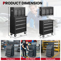 8-Drawer Tool Chest on Wheel, 2-IN-1 Rolling Tool Box & Cabinet Large Capacity with Detachable Top Box, Lockable Garage Organizer Cart with Sliding Drawers, Black