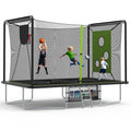 8x12FT Outdoor Trampoline for Kids, 3-IN-1 Rectangle Trampoline with Basketball Hoop, Soccer Target, Adults Trampoline Max Weight 2200LBS, Shoe Bag, Basketball, Soccer