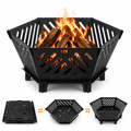 Seizeen Fire Pit for Outside, 22.5 Inch Portable Hexagon Fire Pit with Travel Bag — Smokeless Patented Design Outdoor Wood Burning Fire Pit for Camping, Backyard, Patio, Bonfire, Picnic and BBQ, Diagonal Hollow Style