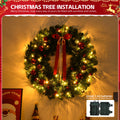 36in Pre-lit Battery Powered Christmas Wreath – Lighted Artificial Xmas Wreath with 80 Warm Lights, 270 PVC Tips & 18 DIY Ornaments for Front Door, Gate & Wall Xmas Party Decorations