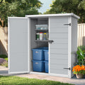 Shed, 4.4x2.2FT Outdoor Storage Shed, Patio Tool Storage Cabinet with 2-layer Foldable Shelf, Lockable Plastic Resin Shed with Floor for Garden Pool