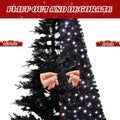7.5 FT Pre-Lit Black Artificial Christmas Tree with 1350 Branch Tips, 400 LED Lights, Remote Control & 11 Lighting Modes, Hinged Pine Tree for Holiday Home Office Party Decoration