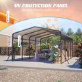 13x20ft Carport Galvanized Steel, Heavy Duty Carport Shelter with Reinforced Frame&4 Poles for Outdoor, Weatherproof Roof, Car Boat Tractor ATV RV Shelter, 44MPH Near Gale Level