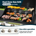 BBQ Grill, Seizeen Gas Grill with Side Burner, 40,000BTU 3-Burner Propane Grill w/Storage Cabinet, Steel Brush, Stainless Steel Camping for Backyard Patio, Portable Design on Wheels