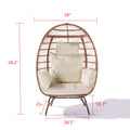 Wicker Egg Chair, Indoor Outdoor Egg Chair, Oversized Garden Porch Backyard Patio Lounge Chair, Beige Cushion