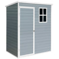 Seizeen 5x3FT Outdoor Storage Shed with Floor, Plastic Garden Tool Shed w/Lockable Door & Window, Waterproof Wood Grain Patio Storage Versatile Design