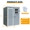 Seizeen 5x3FT Outdoor Storage Shed with Floor, Plastic Garden Tool Shed w/Lockable Door & Window, Waterproof Wood Grain Patio Storage Versatile Design