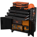 34.3" Rolling Metal Tool Cabinet - Heavy Duty Garage Storage with Lockable Doors & 3 Drawers, Mobile Workbench Organizer for Garage, Workshop, Home