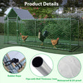 Seizeen 10x3FT Metal Chicken Coop, Chicken Run with Waterproof Cover, Walk-in Poultry Cage Hen House Habitat for Backyard Chickens, Ducks, Rabbits, Silver