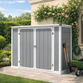 Seizeen Shed and Outdoor Storage, 41 Cu.Ft Small Outdoor Resin Shed with 3 Doors & Floor, 306GAL Deck Box Waterproof Plastic Tool Storage Shed for Cushion Lawn Mower Garbage Cans