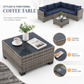 7 Pieces Outdoor Funiture Set, Heavy-Duty Metal Frame Patio Funiture Set with Thick Cushions,Rattan Outdoor Couch Sectional Sofa Set with Coffee Table, Brown