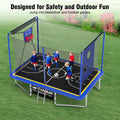 Seizeen Rectangle Trampoline with Enclosure Net, 8x12FT Extra Large Kids Adult Trampoline Heavy-Duty Supports, Upgraded 3-IN-1 Trampoline W/Soccer Target, Basketball Hoop