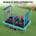 Seizeen Outdoor Trampoline for Kids, 8x12FT 3-in-1 Rectangle Trampoline W/ Enclosure for Adults, Heavy-Duty Frame, Basketball Hoop, Soccer Target, Shoe Bag, Ladder