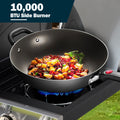 BBQ Grill, Seizeen Gas Grill with Side Burner, 40,000BTU 3-Burner Propane Grill w/Storage Cabinet, Steel Brush, Stainless Steel Camping for Backyard Patio, Portable Design on Wheels