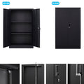 47" Metal Cabinet, Seizeen Garage Storage Cabinet with Adjustable Shelves, Pegboard and Hooks, Wall-Mountable Steel Cabinet for Workshop, Warehouse and Utility Room