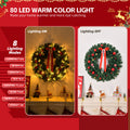 36in Pre-lit Battery Powered Christmas Wreath – Lighted Artificial Xmas Wreath with 80 Warm Lights, 270 PVC Tips & 18 DIY Ornaments for Front Door, Gate & Wall Xmas Party Decorations