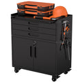 34.3" Rolling Metal Tool Cabinet - Heavy Duty Garage Storage with Lockable Doors & 3 Drawers, Mobile Workbench Organizer for Garage, Workshop, Home